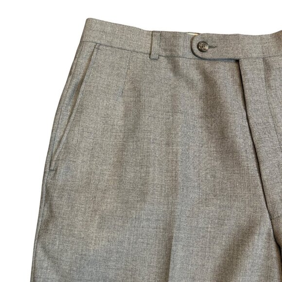 Vintage Men's Light Gray Hand Tailored Flat Front Pants Size 35 X 29 - Picture 1 of 11
